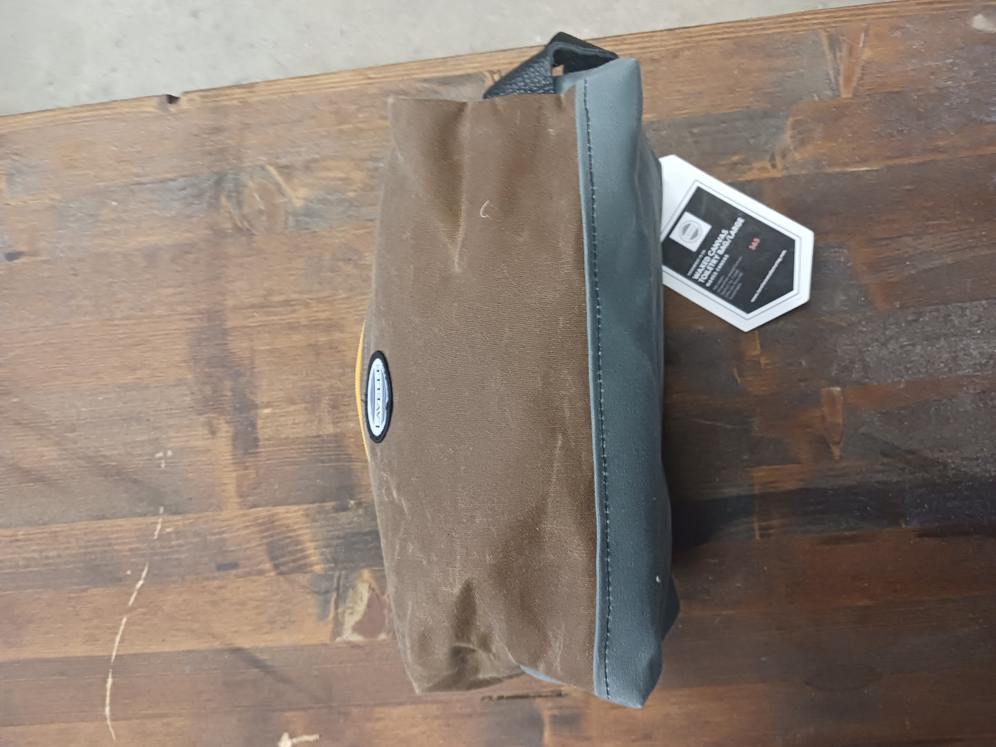 Field tan and Slate waxed canvas dopp kit (large)