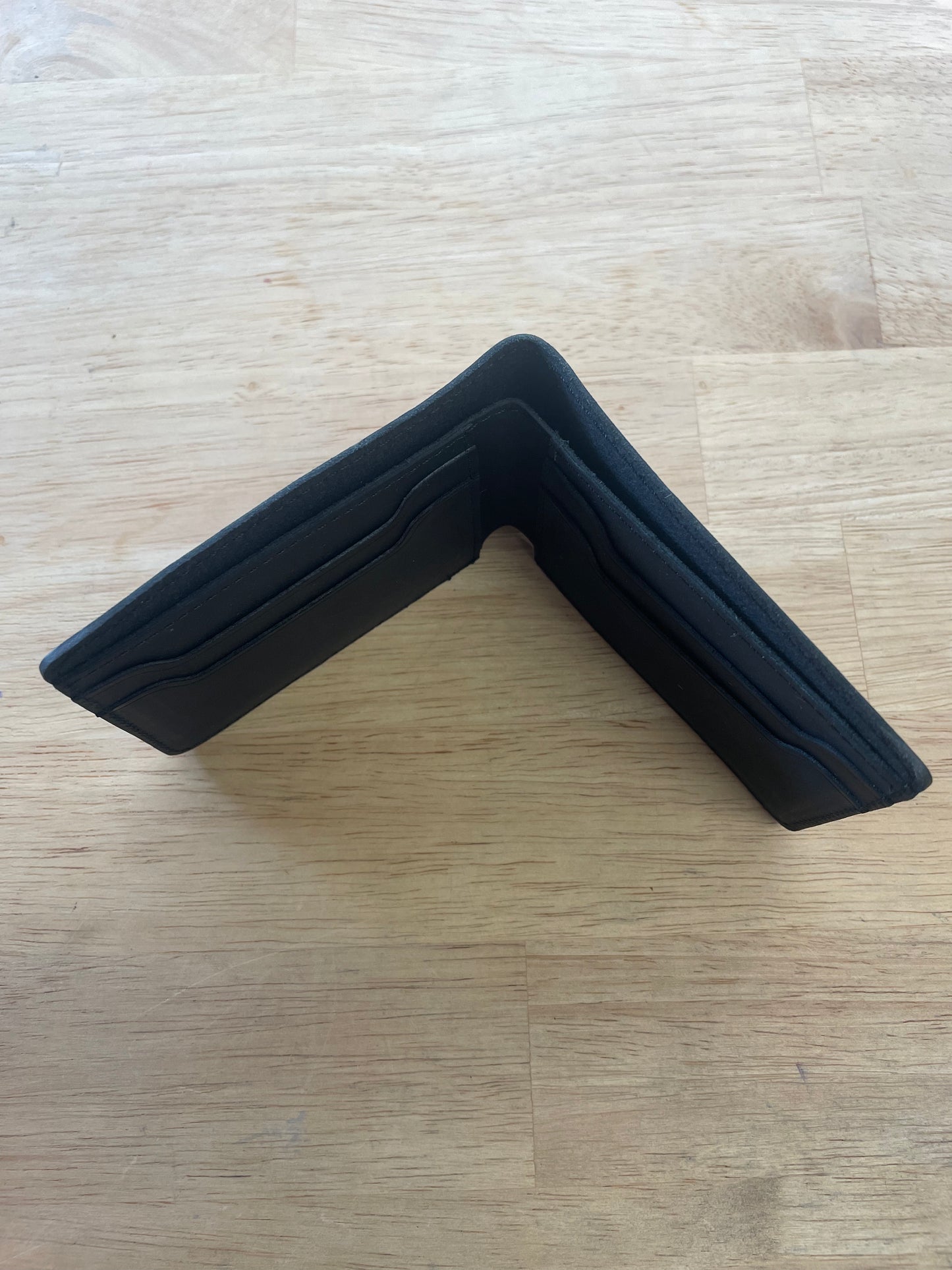 Black leather Bi-fold wallet (can engrave your initials)