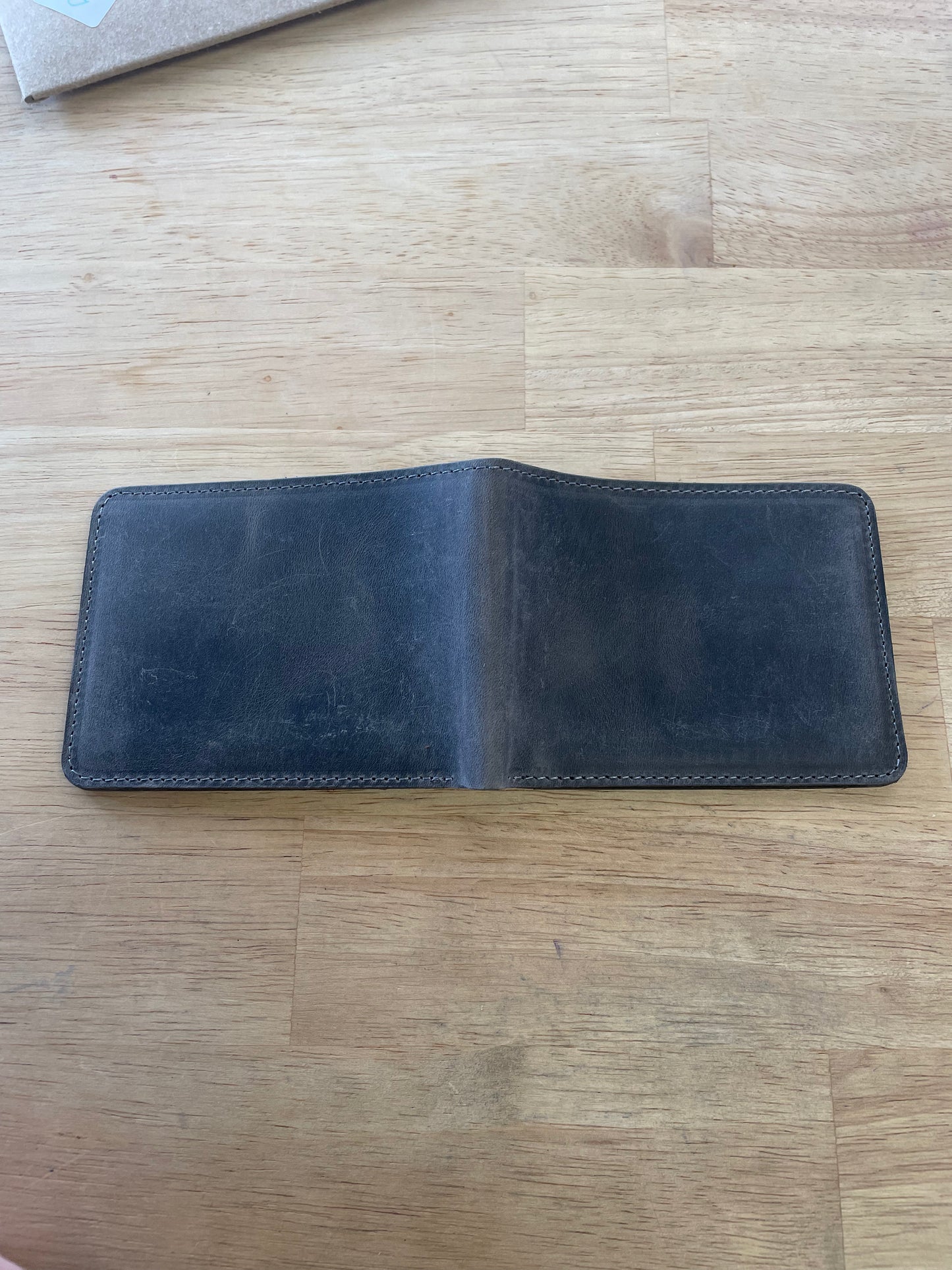 Charcoal Grey leather Bi-fold wallet (can engrave your initials)