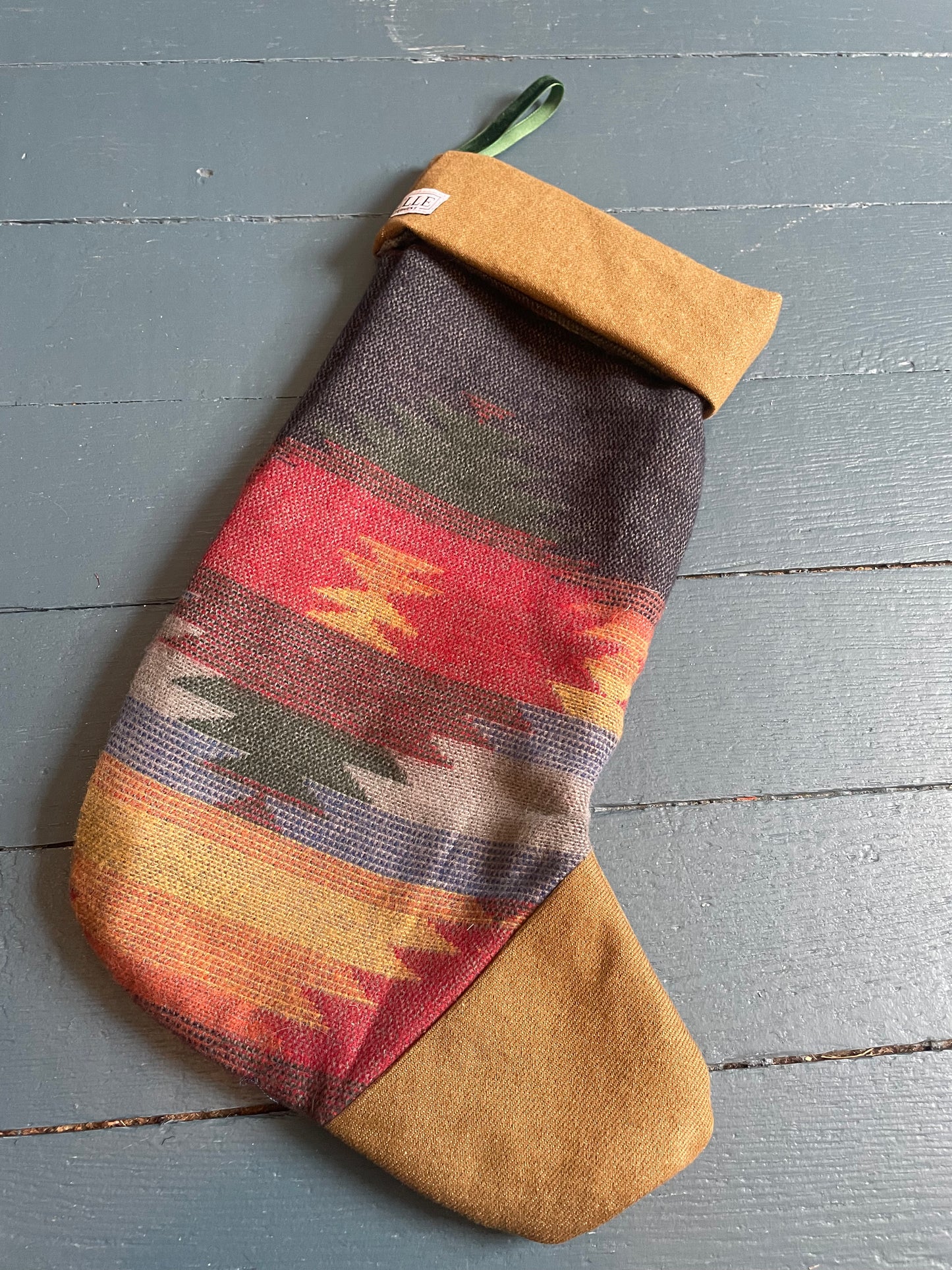 Caramel denim and southwestern multi color woolen stocking 2024