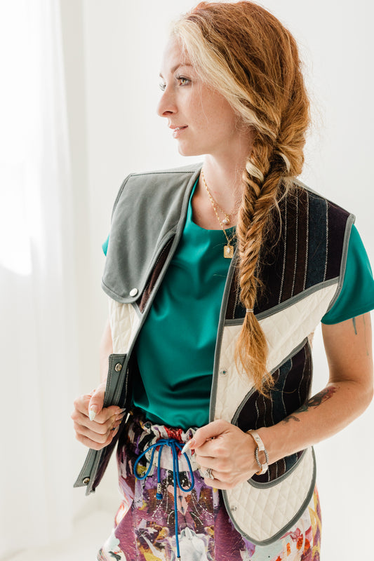 Stretch silk jade a-line blouse