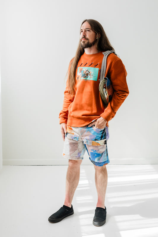 Recycled jacquard blue Marcy Parks print vegetable dyed cargo shorts