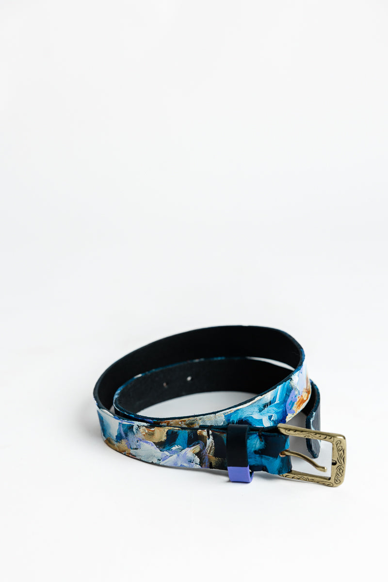 Lavelle x Marcy Parks Hand Dyed and Hand Painted Leather belt with Southwestern Buckle