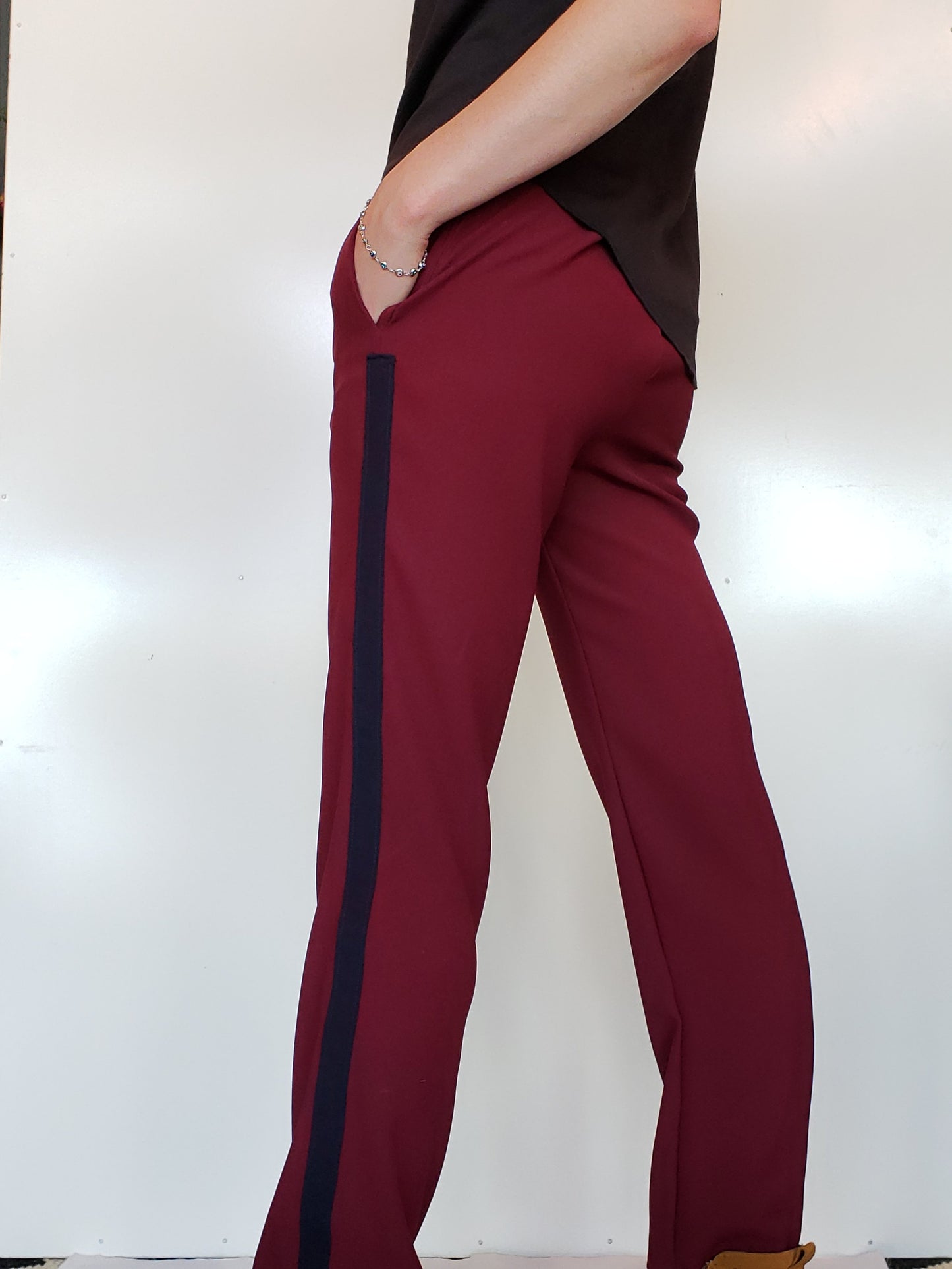 Oxblood Wool Tuxedo Pant