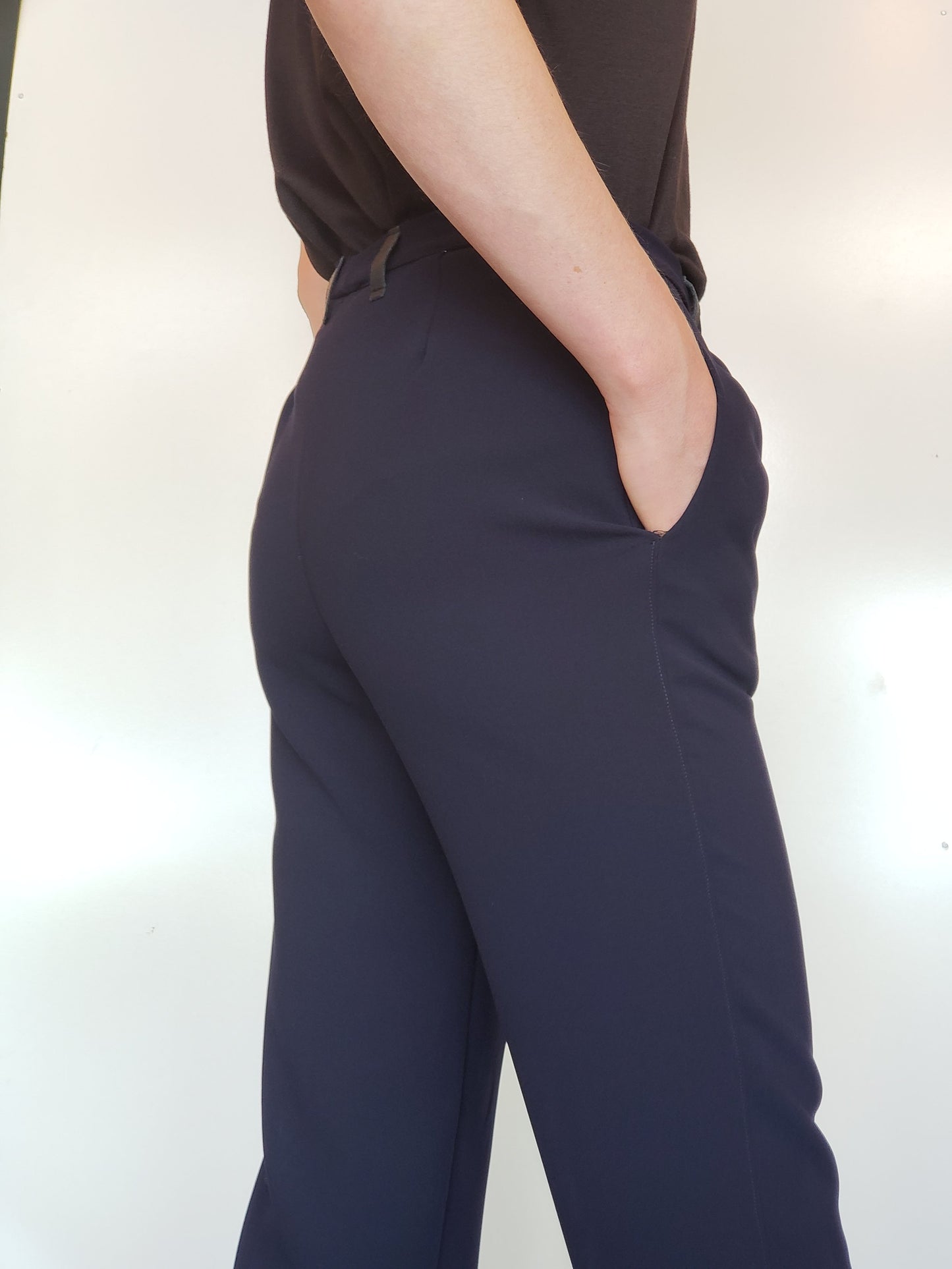 Midnight Blue Crepe Wool Dress Pant