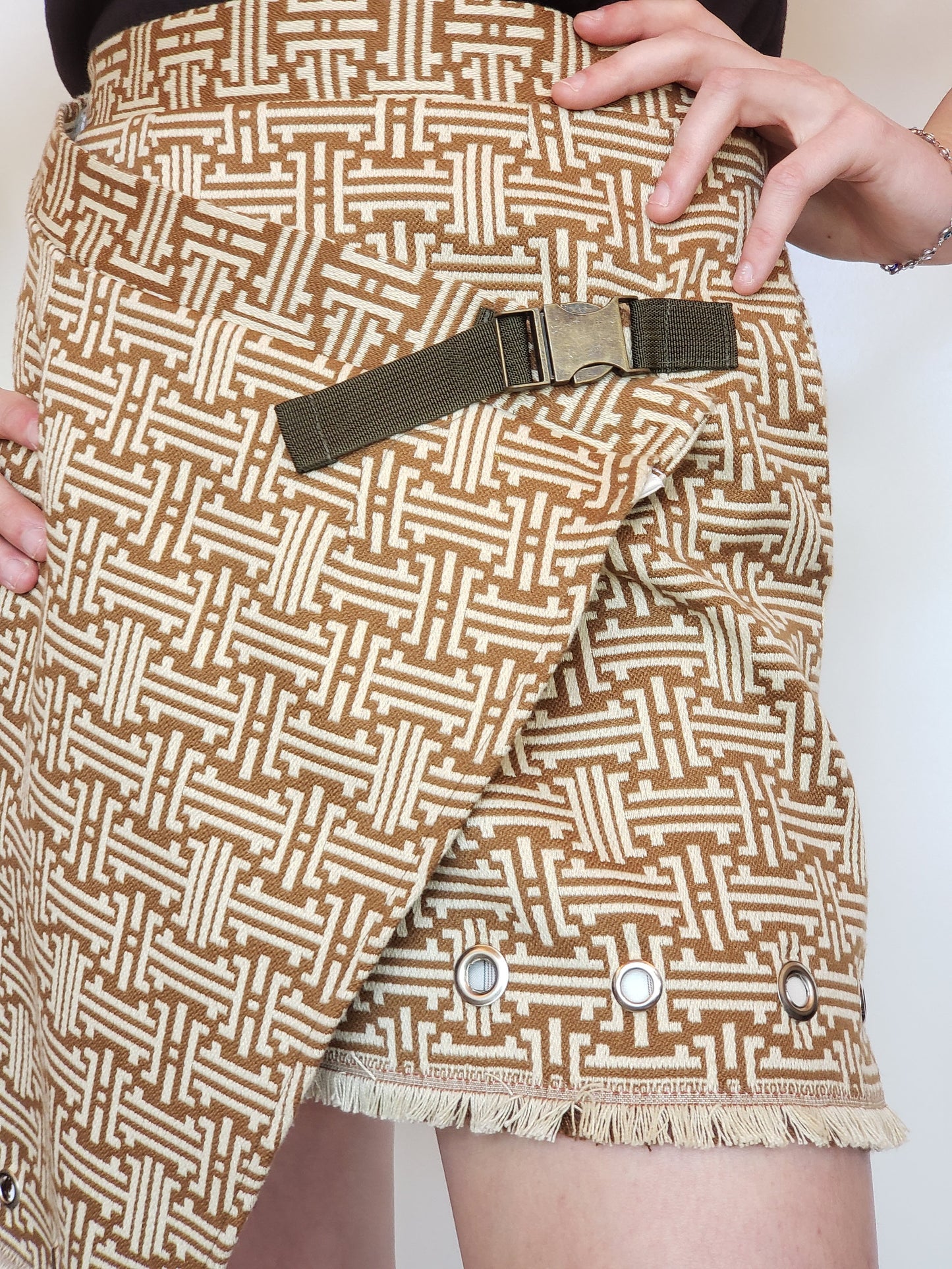 Woven Wool Tapestry Wrap Skirt