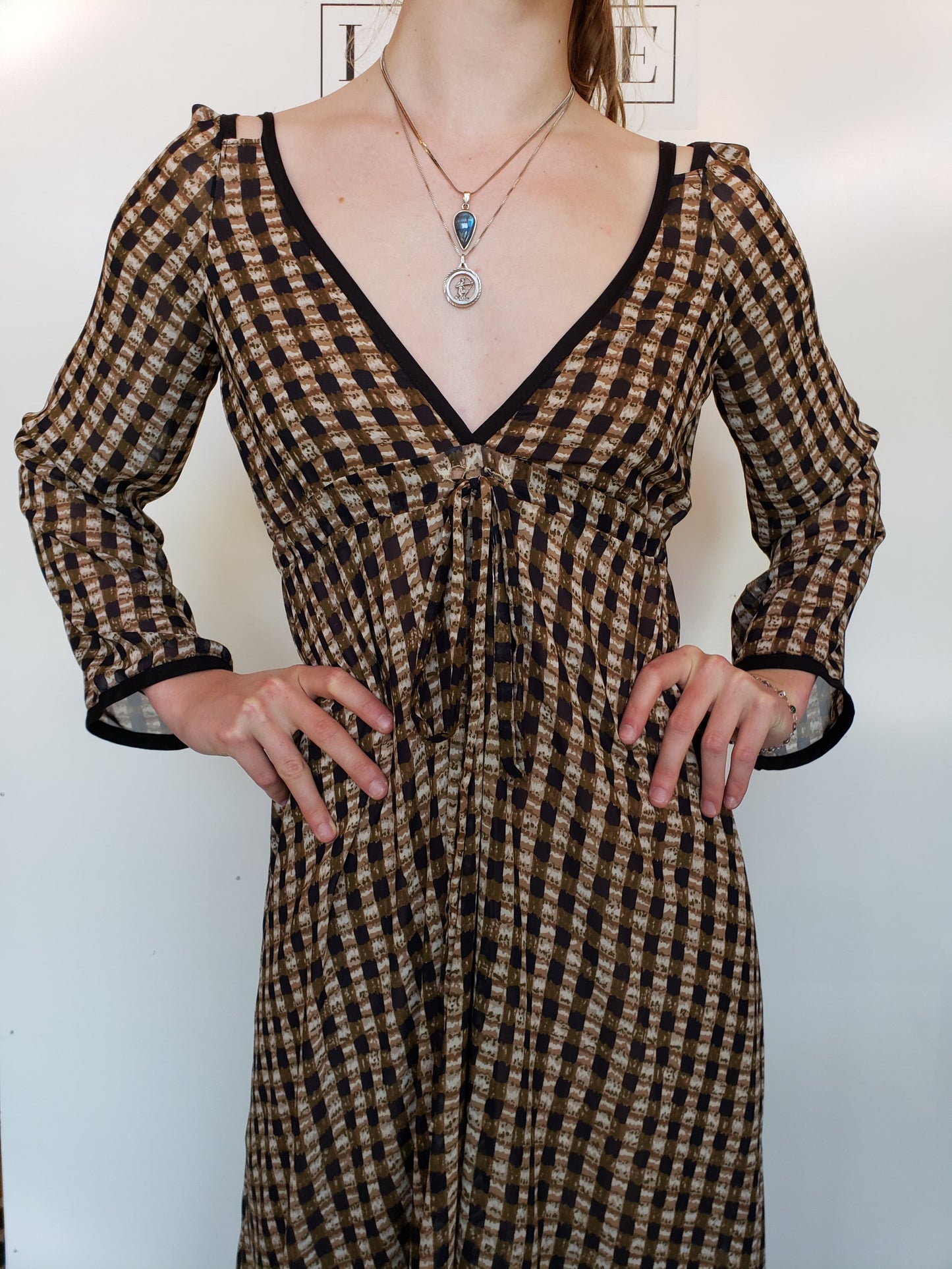 Plaid Print Empire Waist Sun Dress