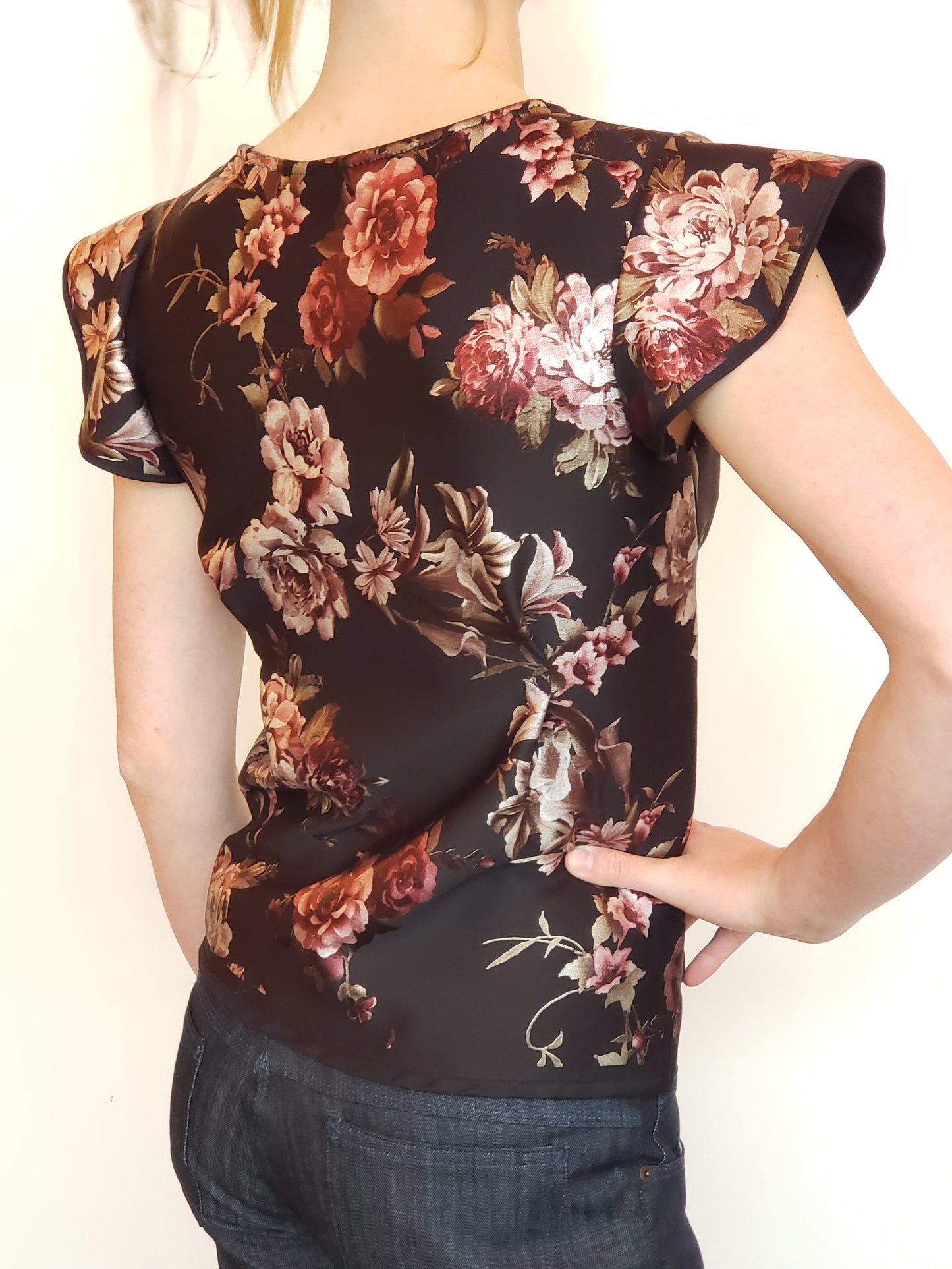 Draped Top with Flounce Sleeve