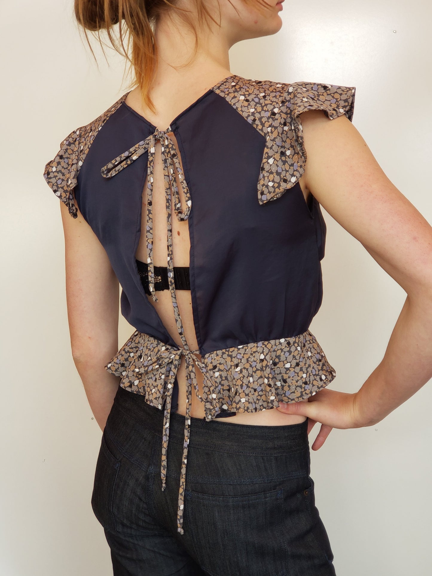 Tie Blouse with Flounce Sleeve