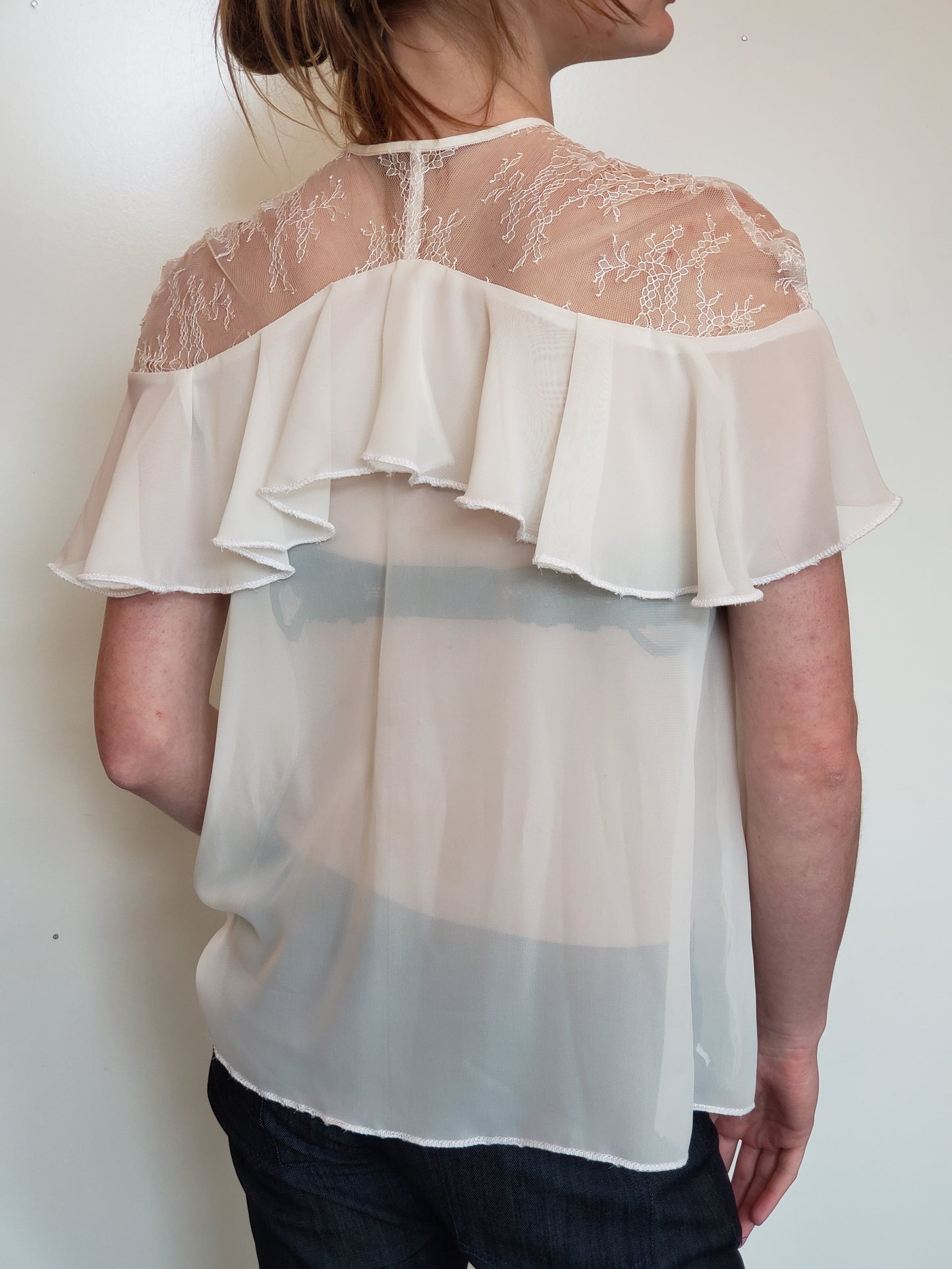 Silk and Lace Blouse with Tie Front