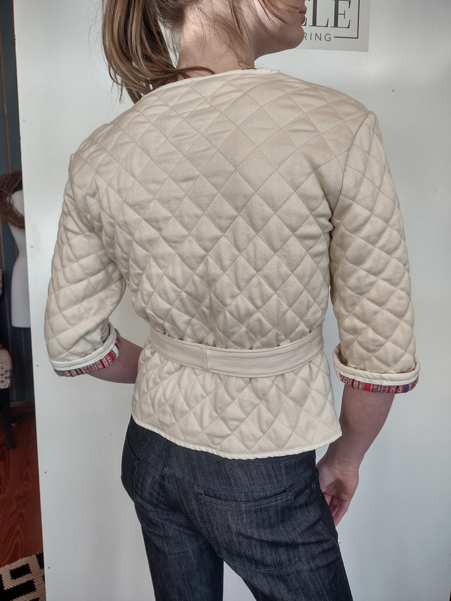 Ivory Hand-Quilted Kimono Jacket