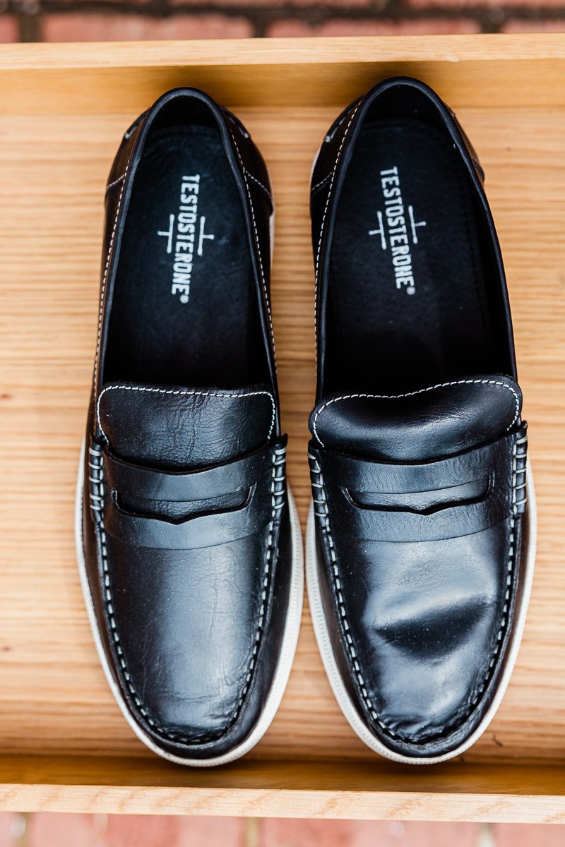 Black leather penny loafer tennis shoe Size11