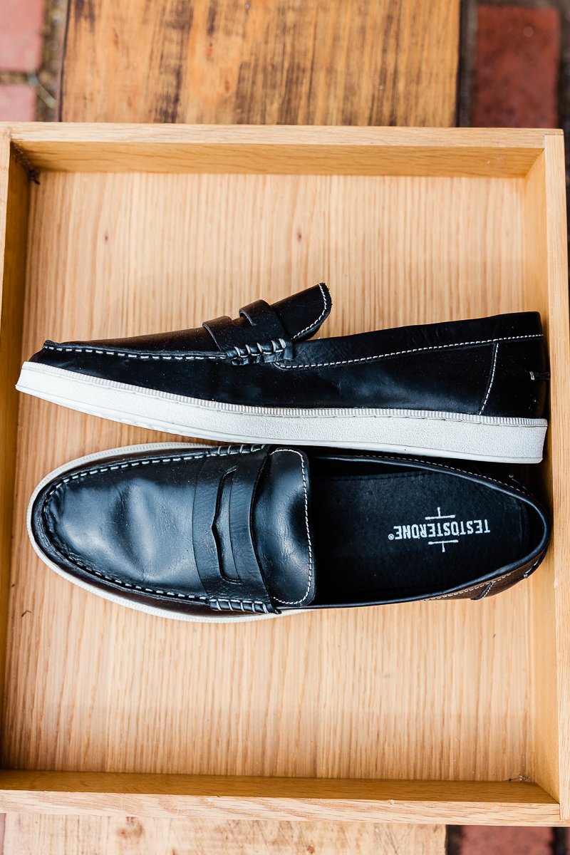 Black leather penny loafer tennis shoe Size11