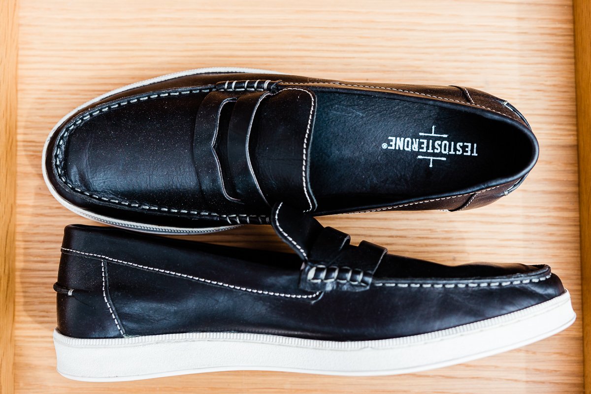 Black leather penny loafer tennis shoe Size11