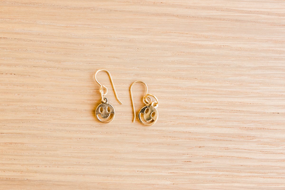 14K gold vermeil smiley face earrings