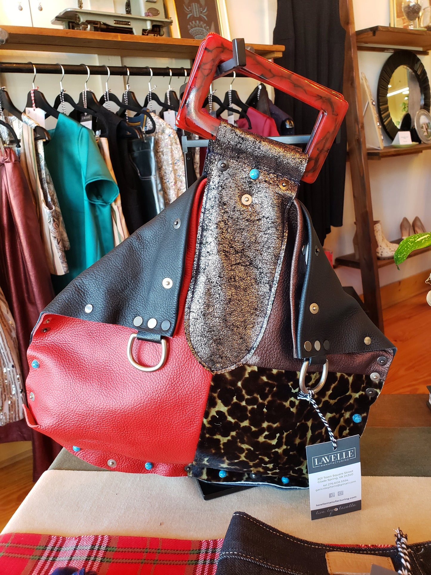 Patchwork Leather Handle Bag