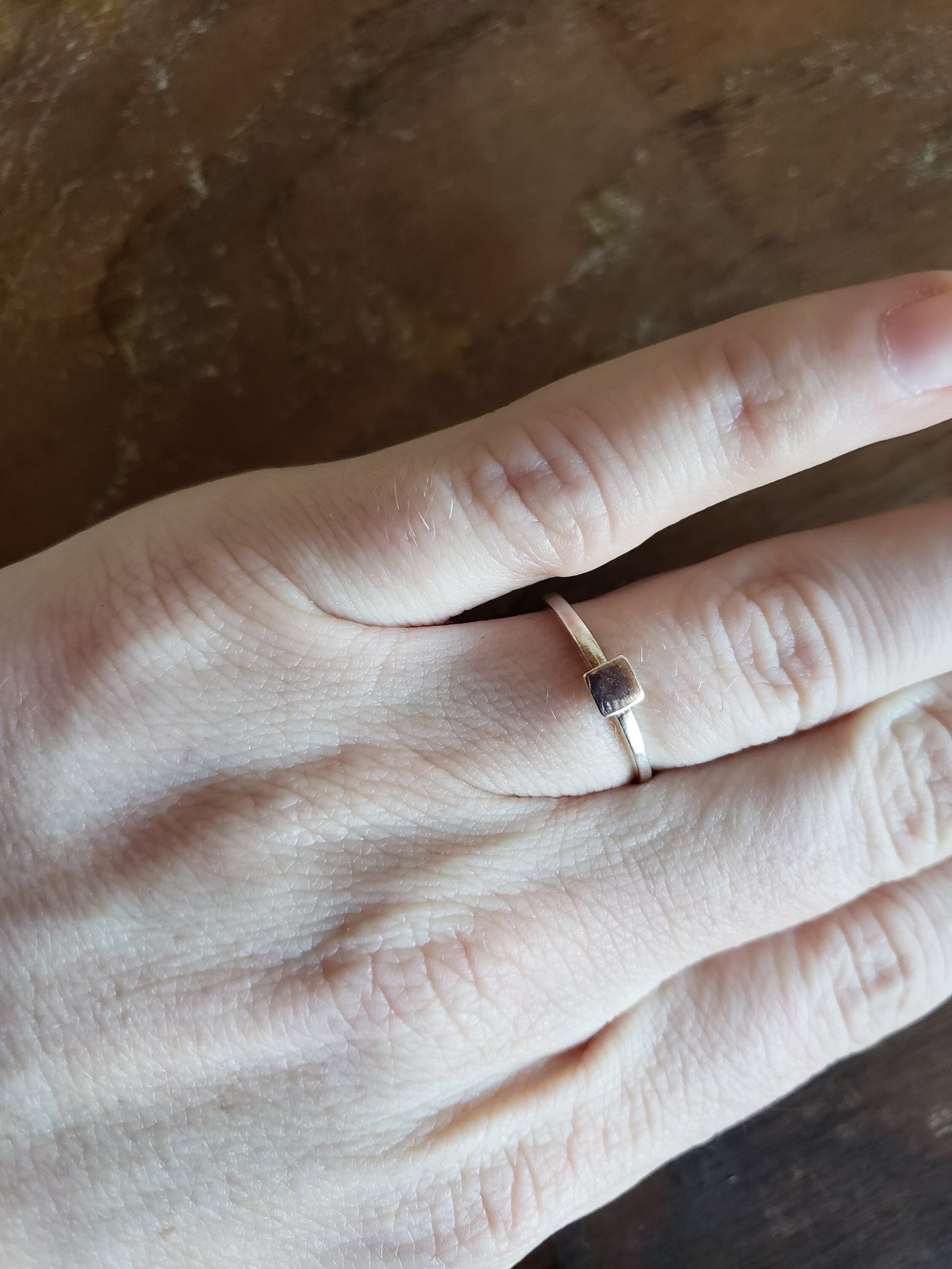 Sterling Silver Square Stackable Ring, Size 8