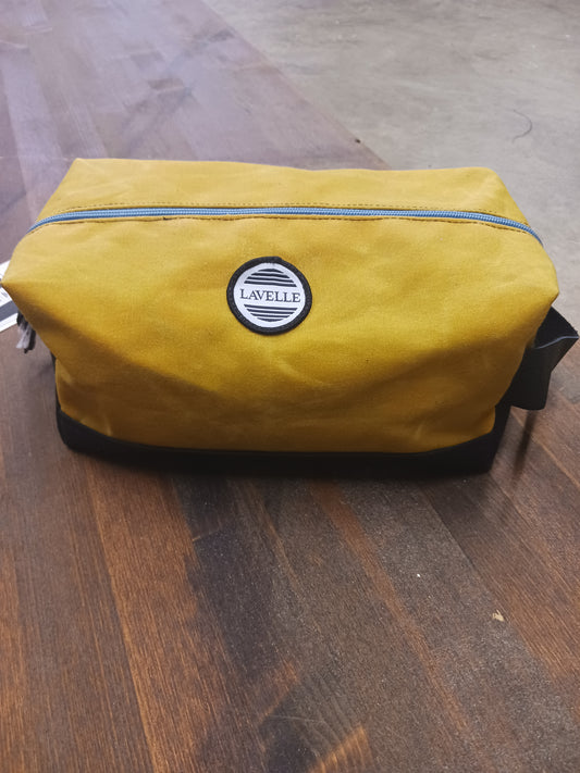 Rover yellow and black waxed canvas dopp kit (large)