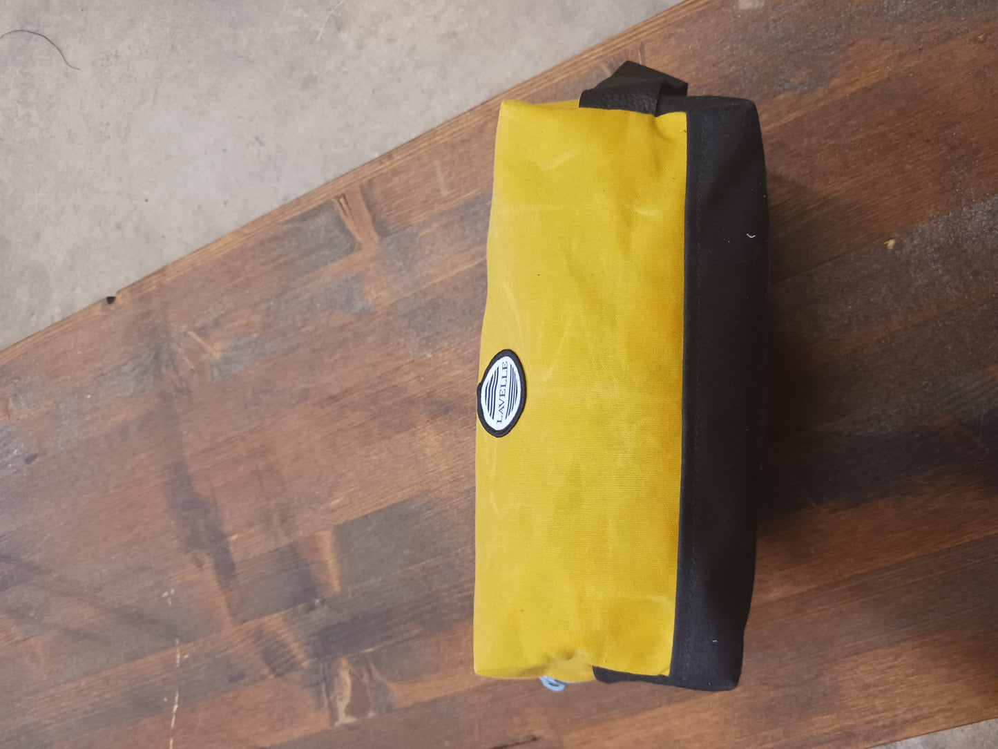 Rover yellow and black waxed canvas dopp kit (large)