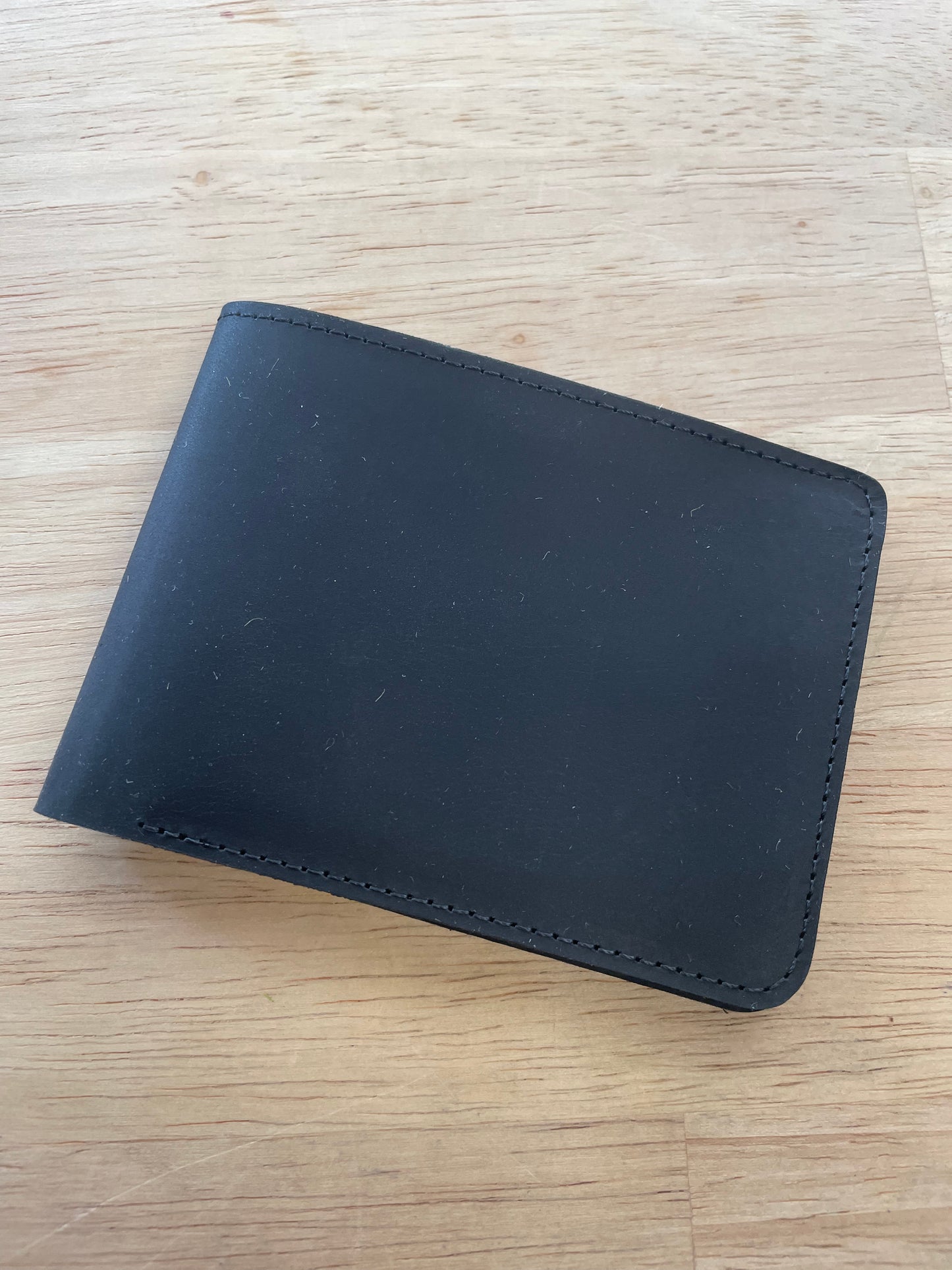 Black leather Bi-fold wallet (can engrave your initials)