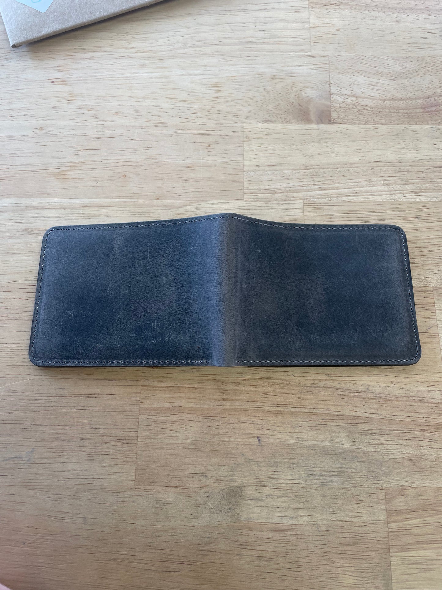 Charcoal Grey leather Bi-fold wallet (can engrave your initials)