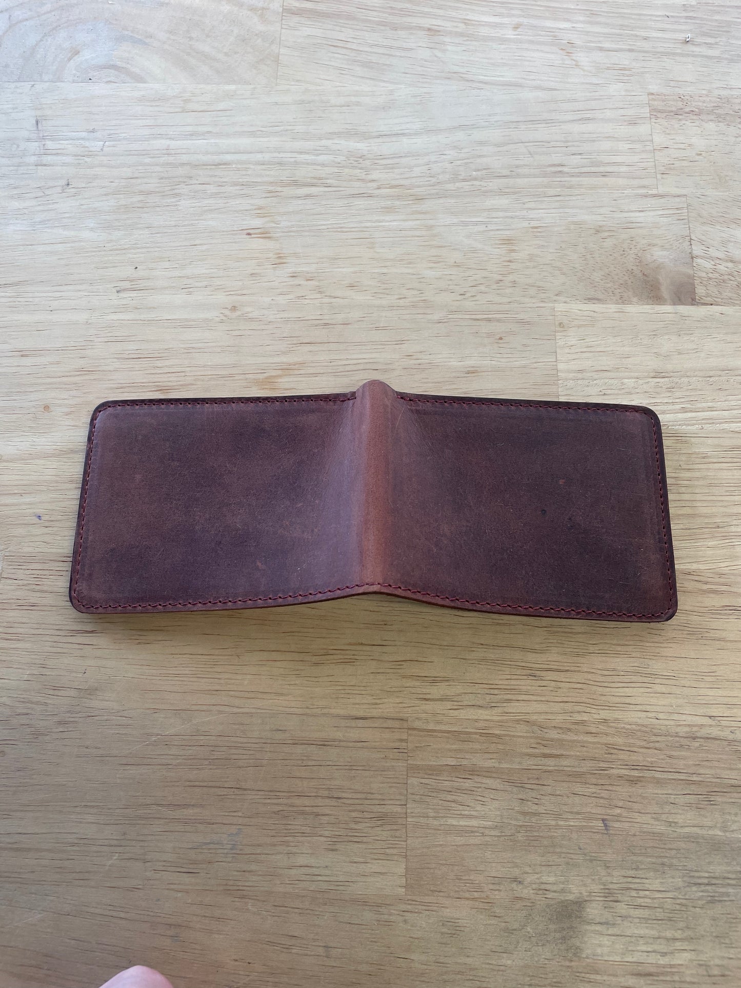 Ox-blood Red leather Bi-fold (can engrave your initials)