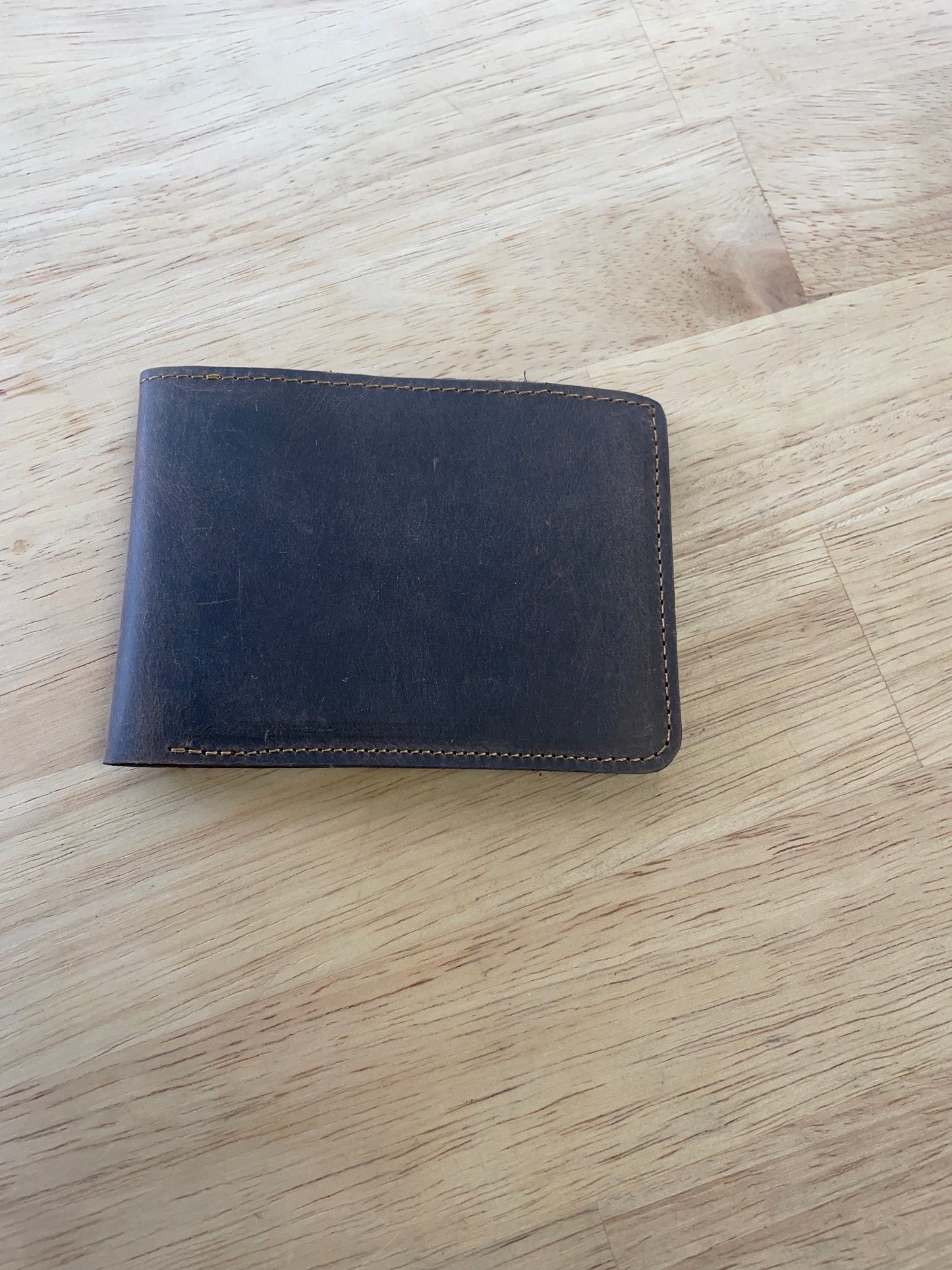 Chocolate brown leather Bi-fold wallet (can engrave your initials)