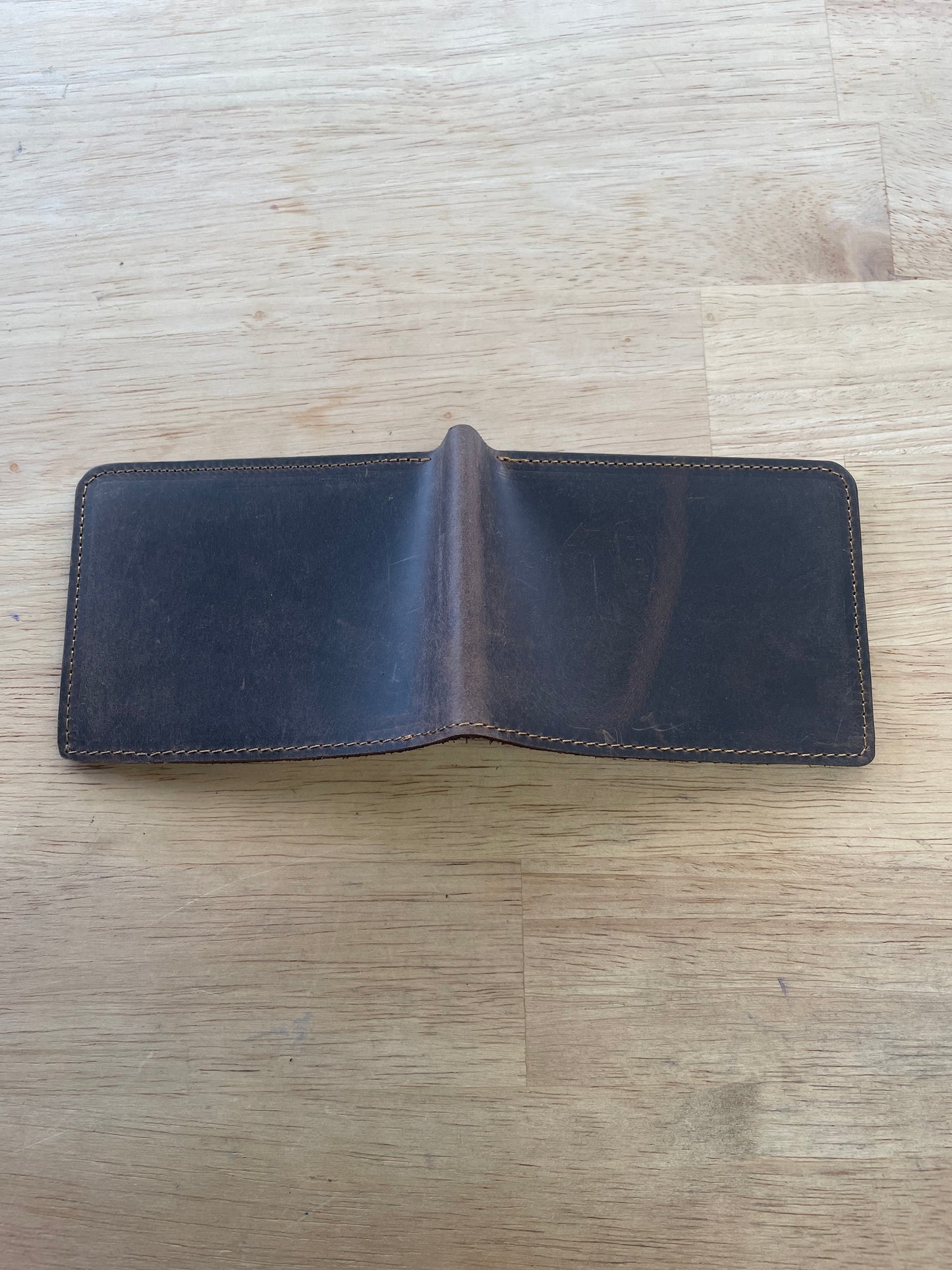 Chocolate brown leather Bi-fold wallet (can engrave your initials)