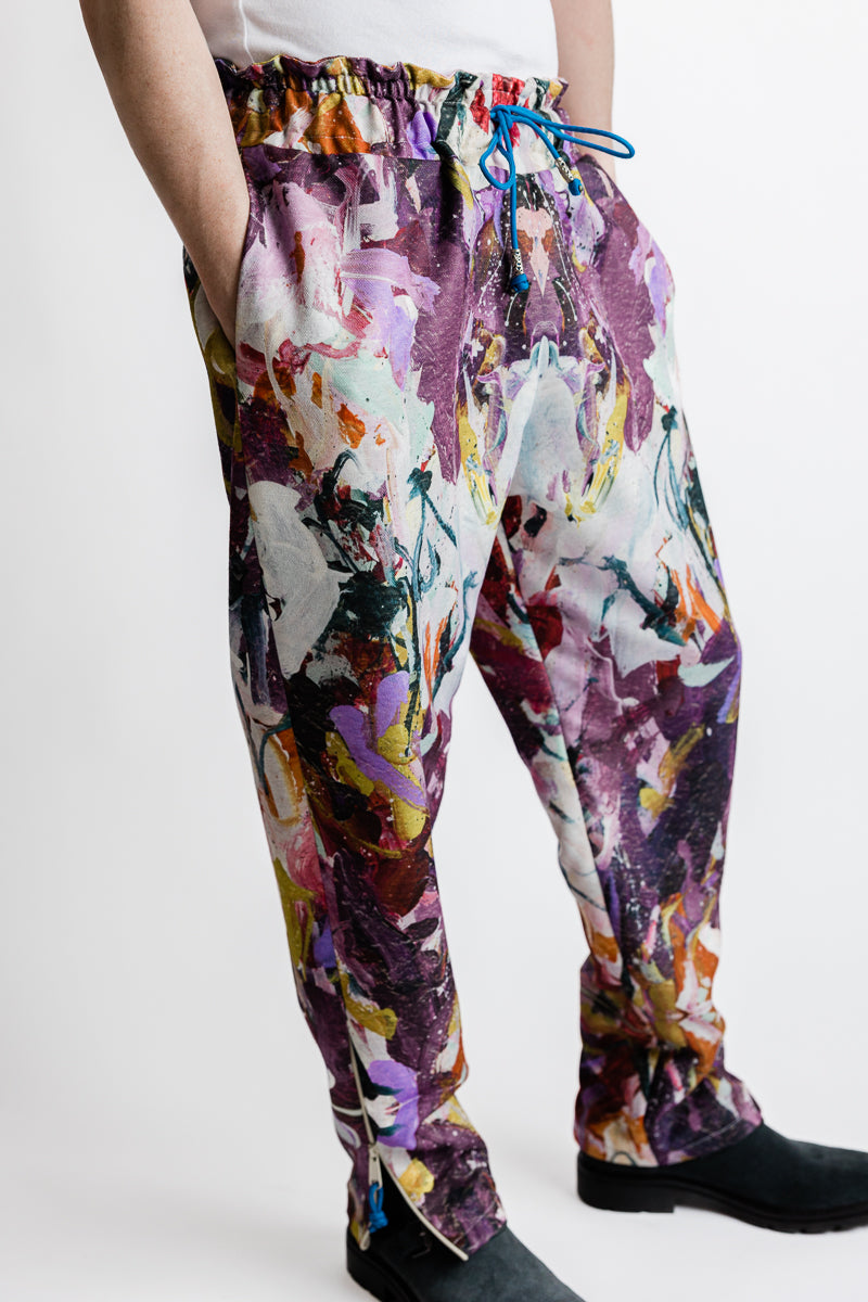 Lavelle x Marcy Parks Plum-Purple-Print, Recycled Linen Jogger Pant