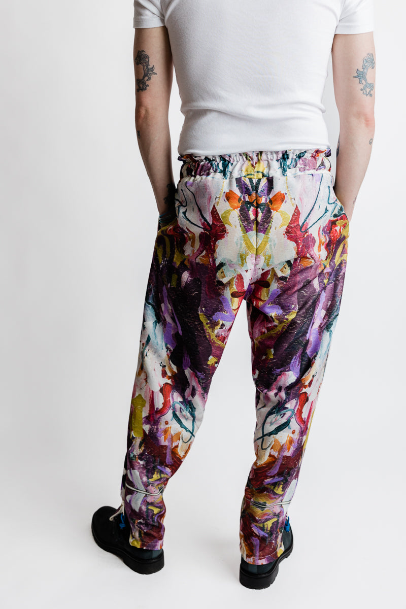 Lavelle x Marcy Parks Plum-Purple-Print, Recycled Linen Jogger Pant