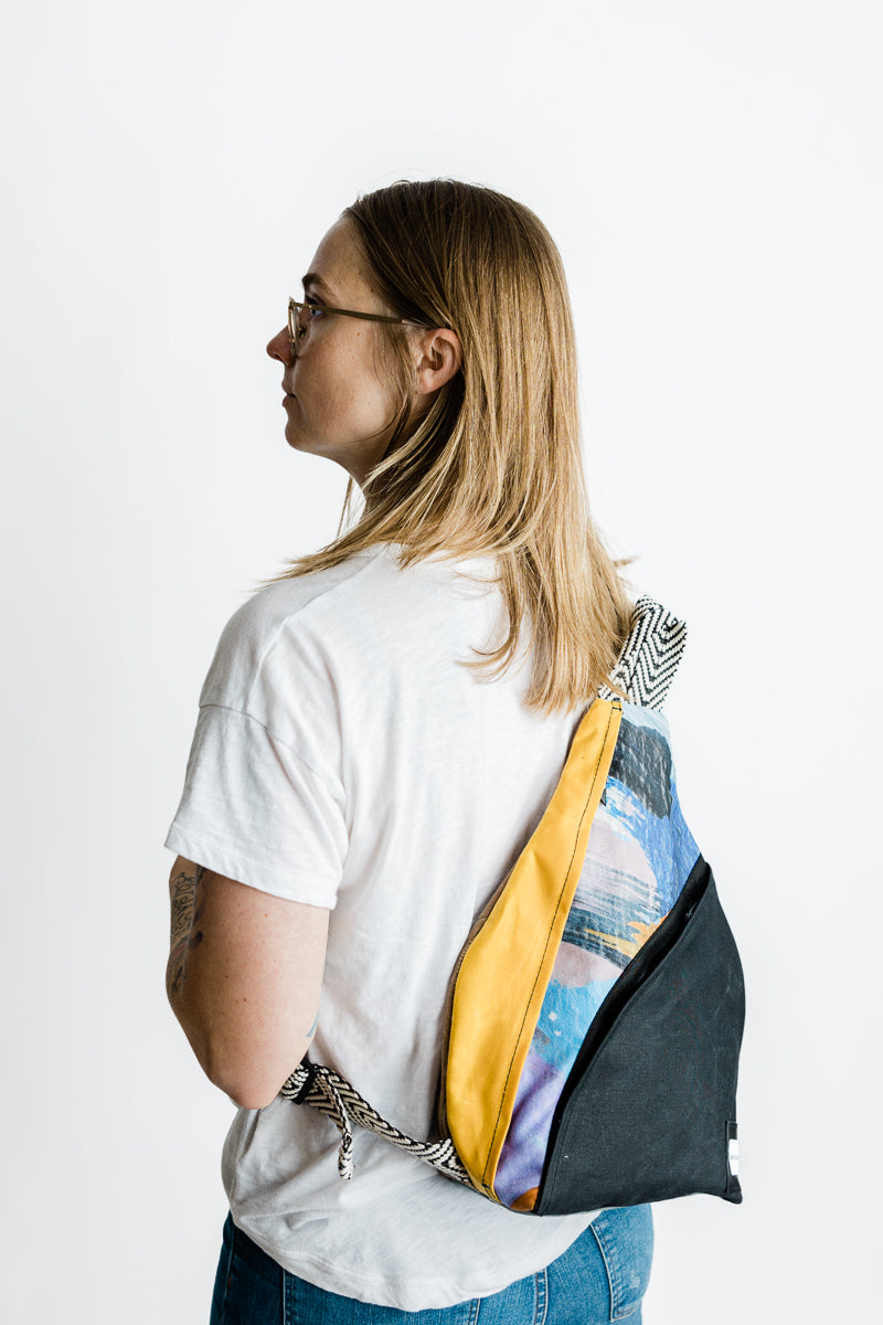 Lavelle x Marcy Parks Waxed Canvas and Marcy Denim Print Backpack