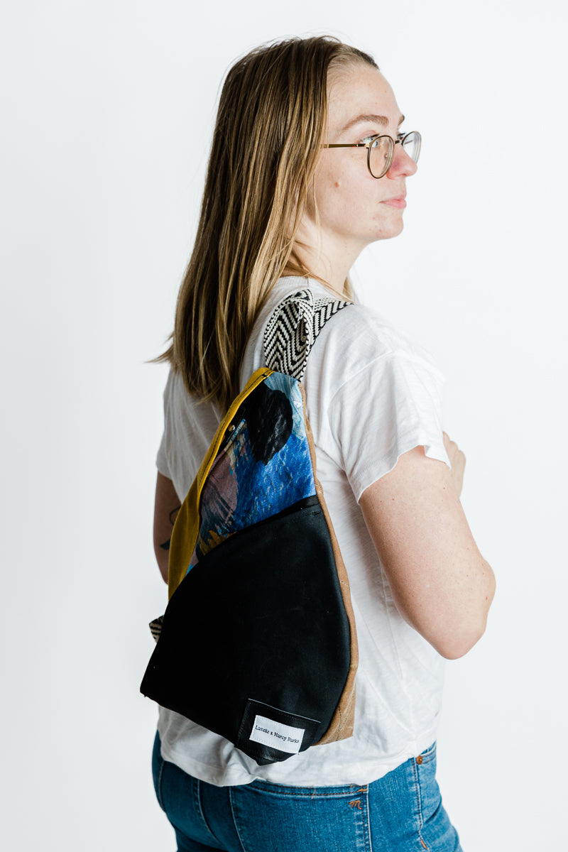 Lavelle x Marcy Parks Waxed Canvas and Marcy Denim Print Backpack