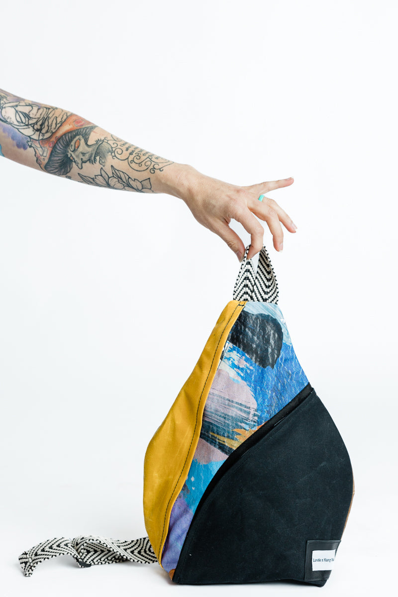 Lavelle x Marcy Parks Waxed Canvas and Marcy Denim Print Backpack