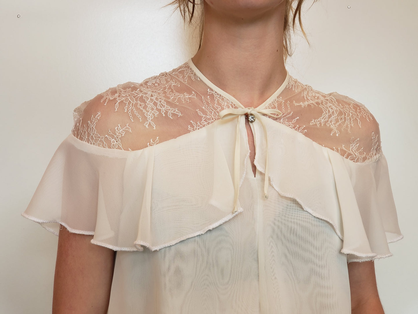 Silk and Lace Blouse with Tie Front
