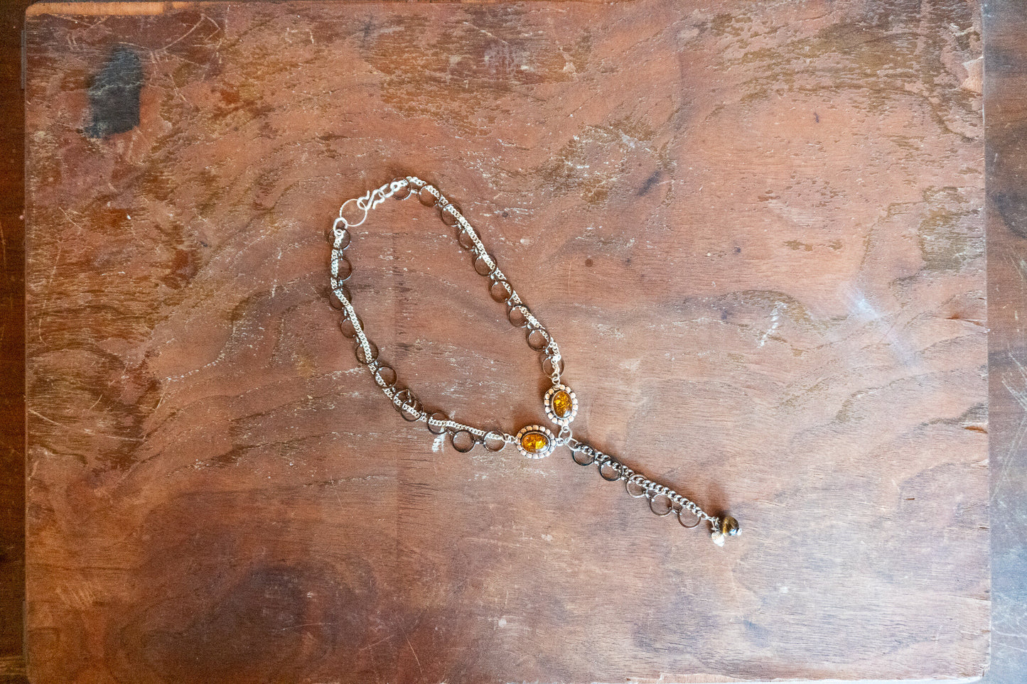 Sterling Silver, Oxidized Silver, Tigers eye and sterling choker