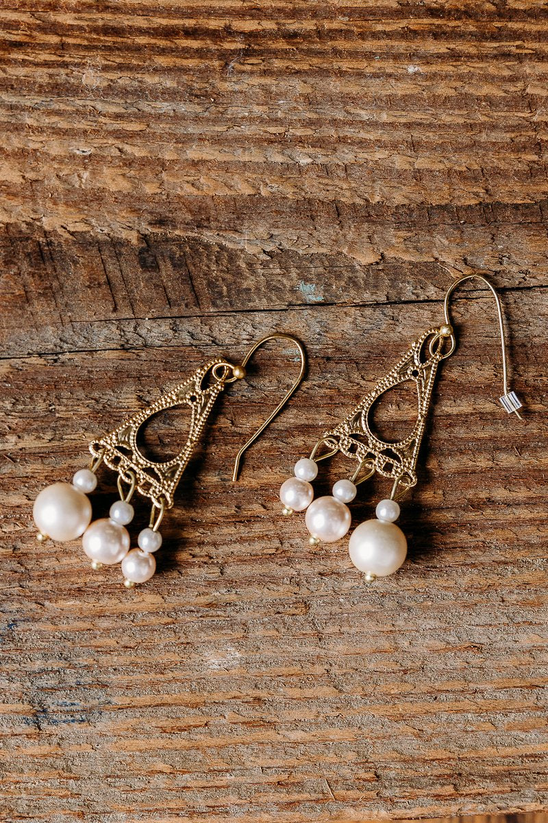 14k Vermeil Earrings with Pink and White Raw Pearl Beads