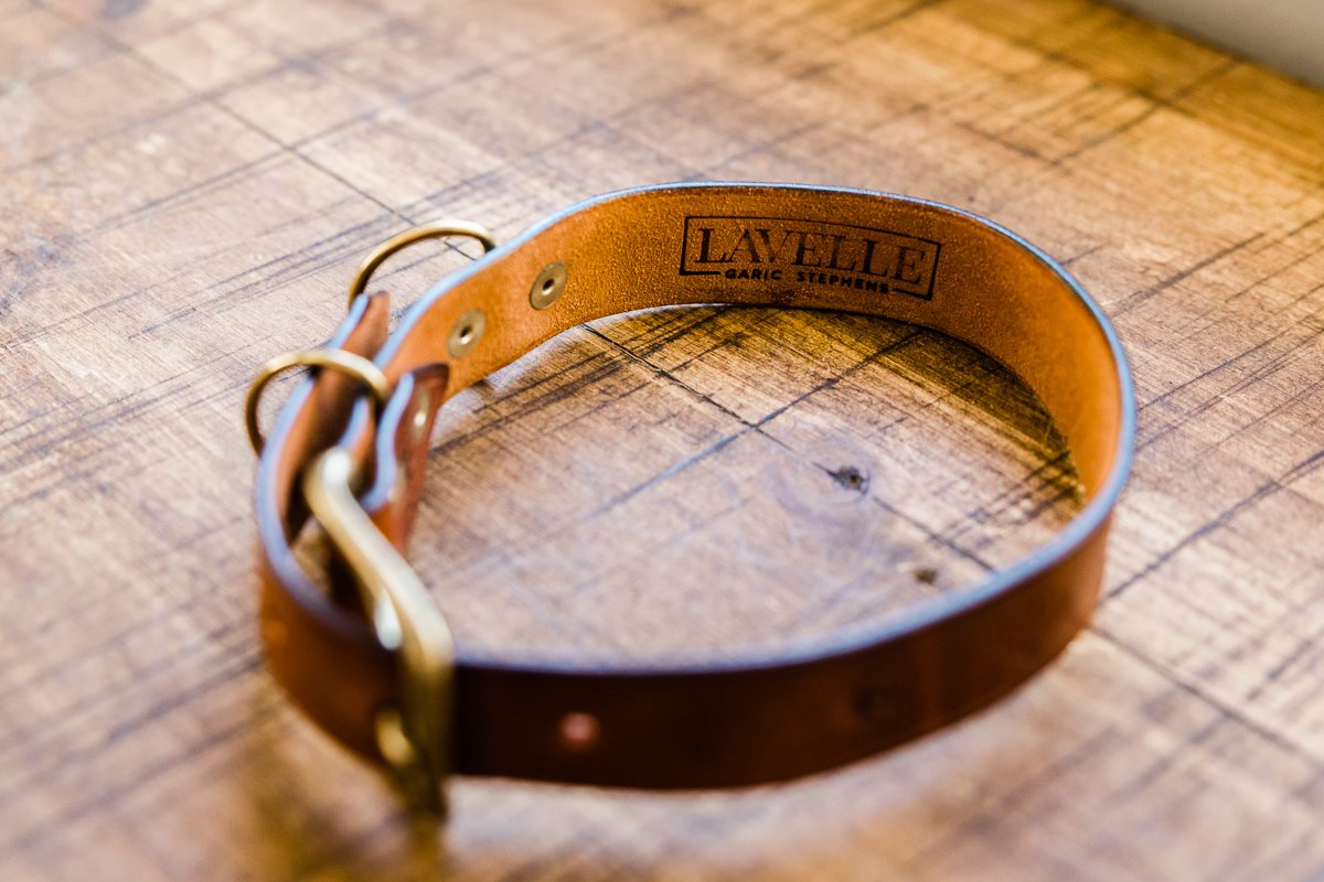 Lavelle Leather Collar with brass hardware