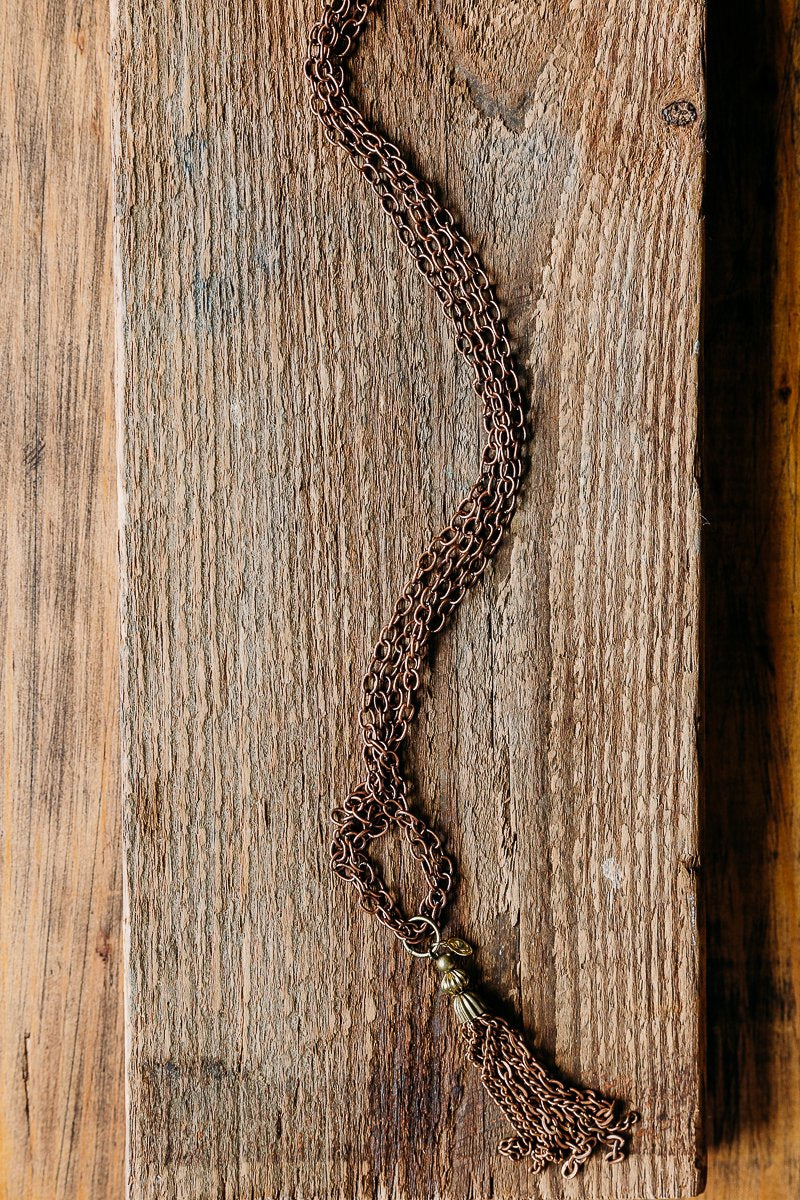 Copper Vintage Chain and Tassel Necklace
