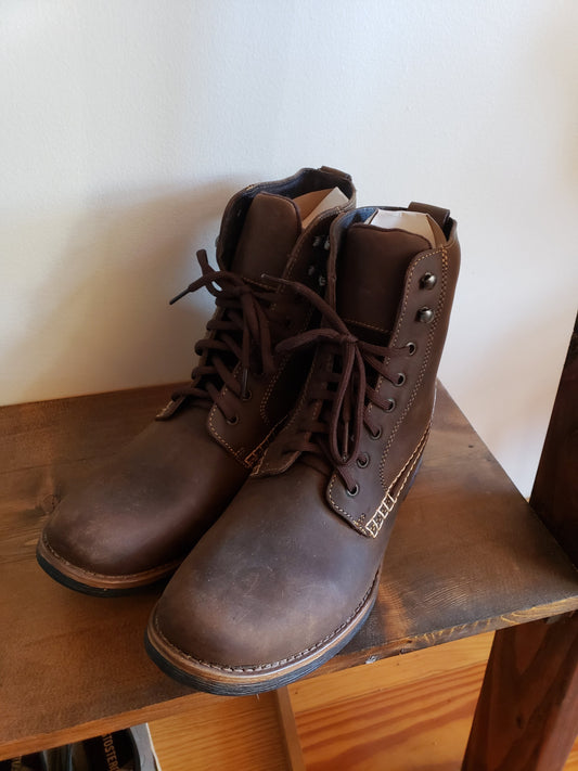 Chocolate Brown Leather Jack Boot, Size 9.5