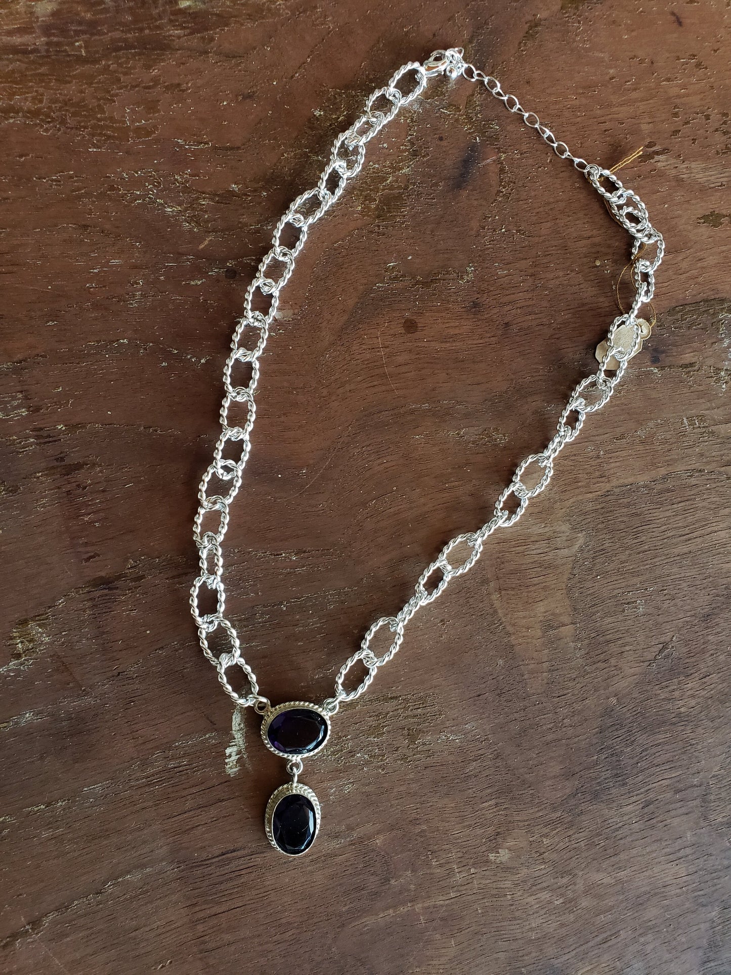Sterling Silver Chain with Lab Created Amethyst Pendant
