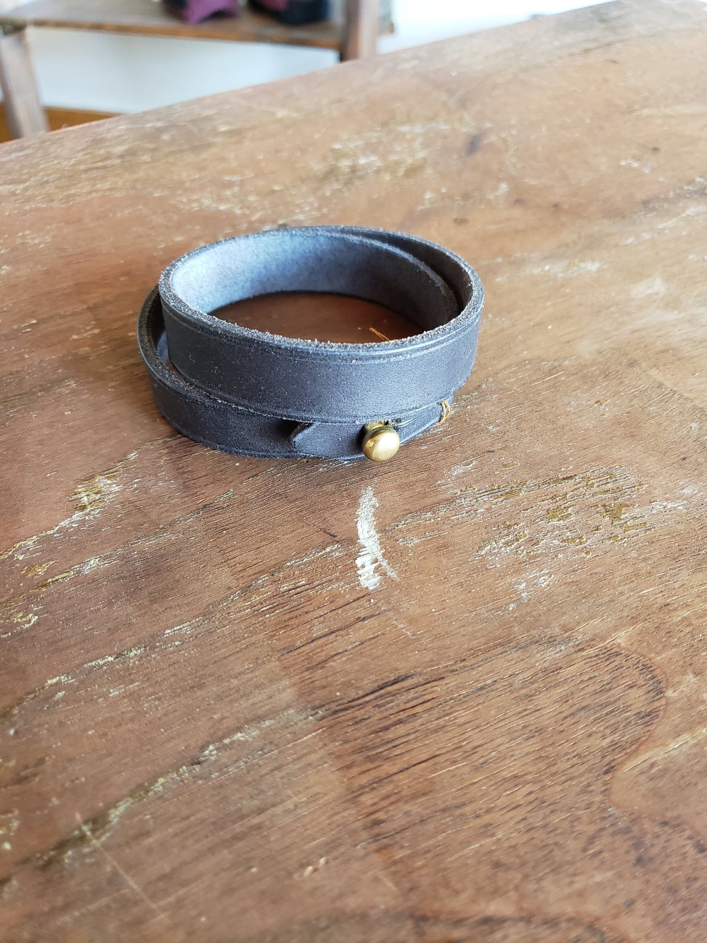 Double Wrap Bracelet in Black Leather